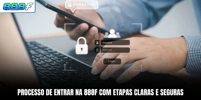 Processo de entrar na 888F com etapas claras e seguras